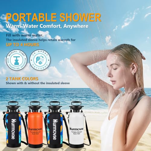 8L/2.1-Gal Portable Shower for Beach & Camping, 10 Spray Patterns