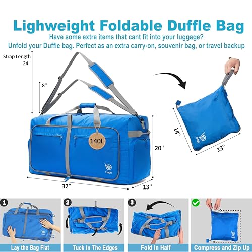 Travel Duffle Bag for Women & Men. Extra Large Foldable Duffel Bags