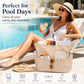 Waterproof Beach Tote Bag for Women Girls with Zipper Foldable Sandproof Pool Swim Bag Travel Carry On Gym