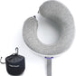 C CUSHION LAB Travel Pillow, Award-Winning Patented Ergonomic Design for Chin & Neck Support Memory Foam Neck Pillow, Compact Airplane Pillow for Traveling, Flight, Car (Gray, Large)