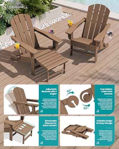 HDPE Folding Adjustable Adirondack Chair with Footrest