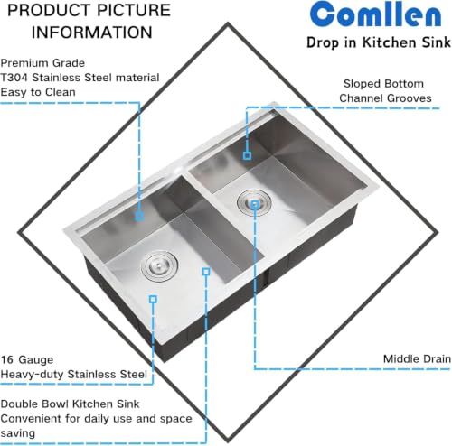 33 Inch Double Bowl Undermount Kitchen Sink