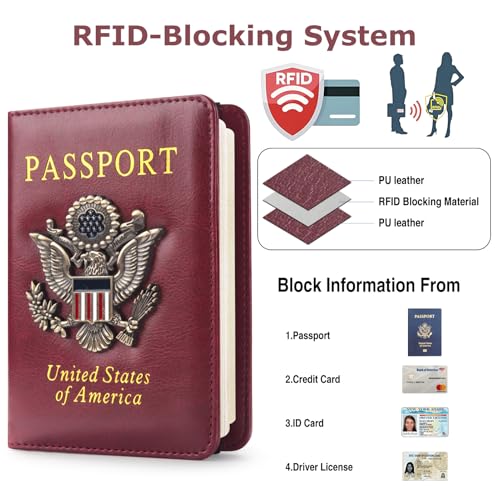 Premium Passport Holder for Travel RFID Blocking Passport Cover Slim