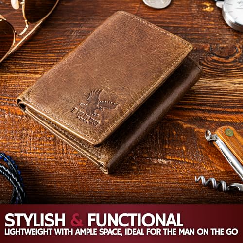 Men’s RFID Trifold Leather Wallet with ID Window
