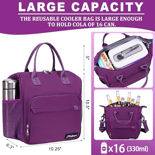 Purple Lunch Box for Women Insulated Lunch Bag Fits Bento Boxes