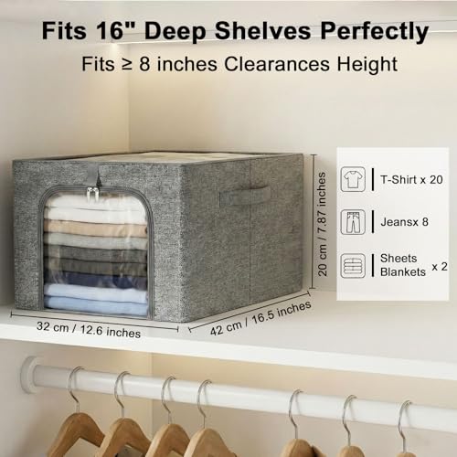 Baby Clothes Storage Bins with Metal Frame 27L 6 (6 Count)