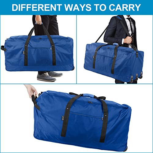 120L Foldable Rolling Duffel Bag with 3 Wheels