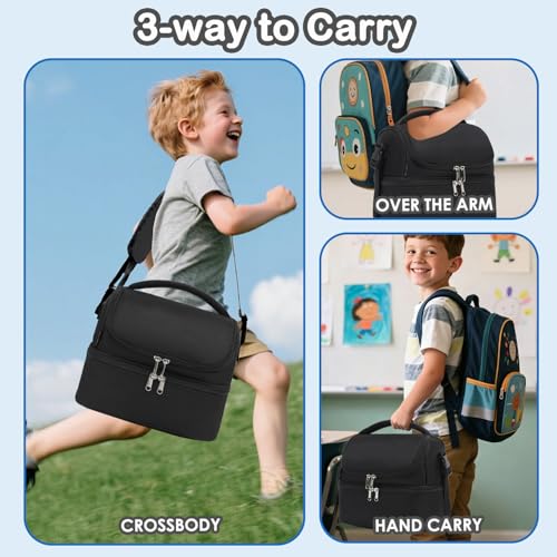 Double Decker Cooler Insulated Lunch Bag Large Tote for Boys