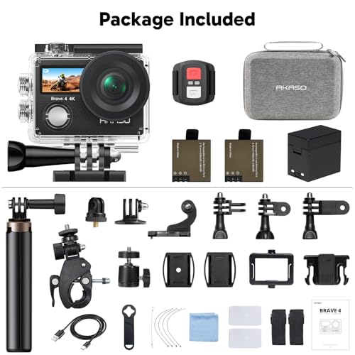 Brave 4 Action Camera with Selfie Stick Tripod and Carry Bag Bundle