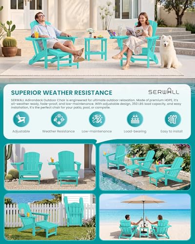 Folding Adjustable Adirondack Chairs with Footrest Set of 4 (4 Count)