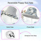 Women Floral Reversible Wide Brim Sun Hats Summer UV Protection Hiking Fishing Hat Wired Edge Beach Garden Lawn Work Cap Chin Strap