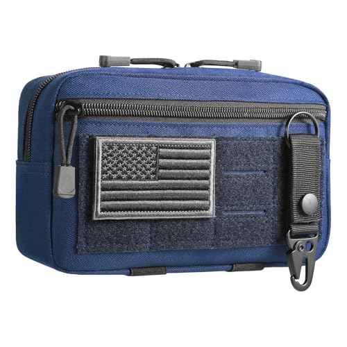 Tactical Molle Admin Pouch Utility Laser Cut EDC Tool Pouch Bag Horizontal Modular Pouches Include US Flag Patch and Keychain