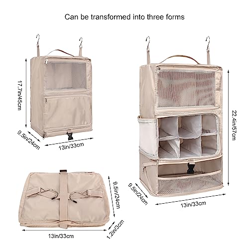 Travel Portable Hanging Shelves Closet Organizer Packing Luggage Organizer and Storage with Multifunctional and Foldable Invisible Compartment