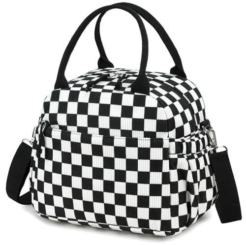 Lunch Bag for Women Cute Corduroy Lunch Tote Bags with Shoulder Strap Reusable Insulated Lunch Box Large Capacity Reusable Insulated Cooler for Work Picnic or Travel