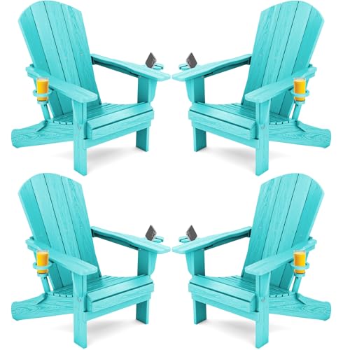 Outdoor Adirondack Chair Set of 4 with Cup Holders (4 Count)