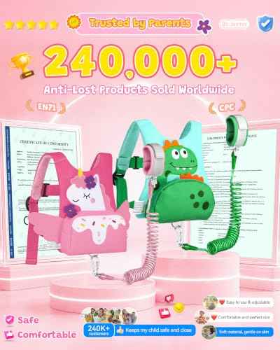 3 in 1 Toddler Harness Leash with Key Lock for Girls Cute Unicorn