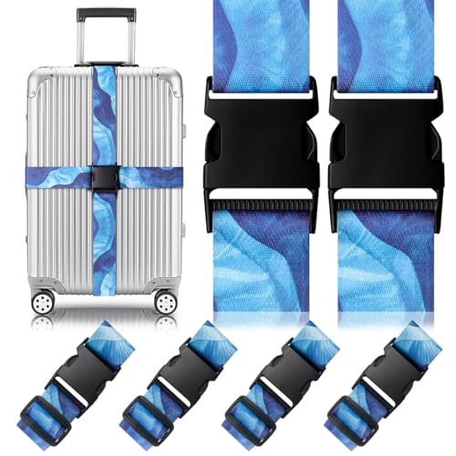 4 Pack Luggage Straps for Suitcases Adjustable Luggage Belt Suitcase Strap Travel Bag Accessories (4 Count)