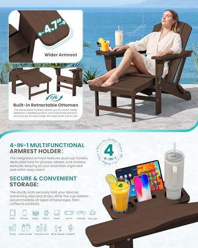Folding Adjustable Adirondack Chair with Footrest