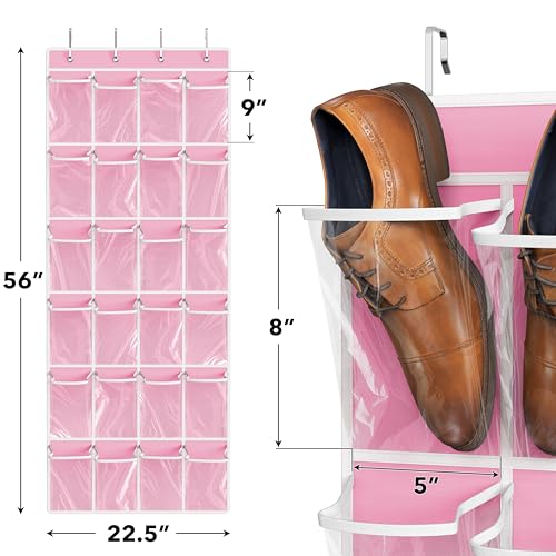 24 Pockets Large Clear Over the Door Shoe Organizer