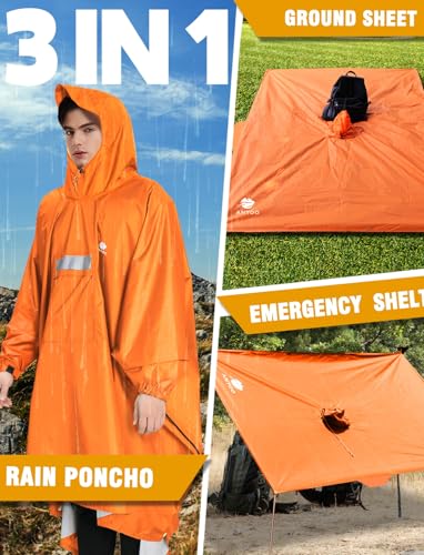 Hooded Rain Poncho for Adult Waterproof Lightweight Raincoat
