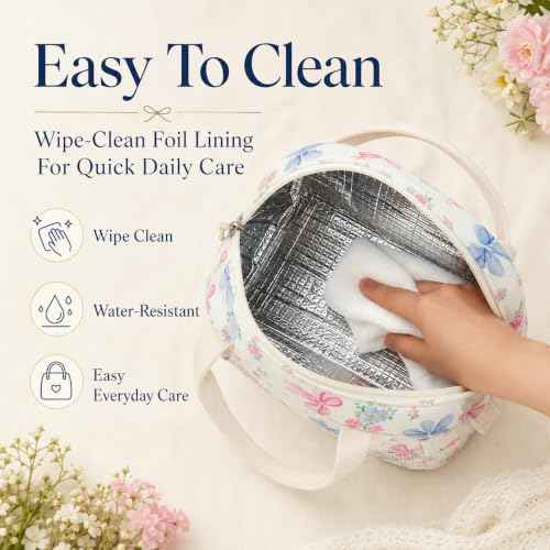 Lunch Bag for Women Men Cute Corduroy Lunch Tote Bags Reusable Insulated Lunch Box Large Capacity Reusable Insulated Cooler for Work Picnic or Travel