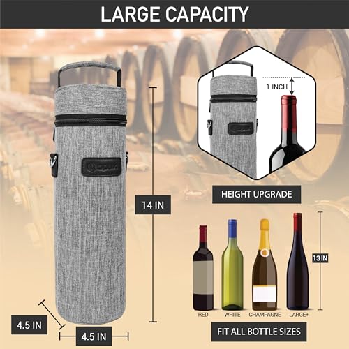Single Bottle Wine Bag Carrier Insulated Cooler Tote with Strap