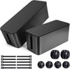 Cable Management Box, 2 Pack Large & Medium Cable Organizer Box with 17 PCS Cable Management Set, Cord Organizer Box to Hide Surge Protector on Desk or Floor (Black)