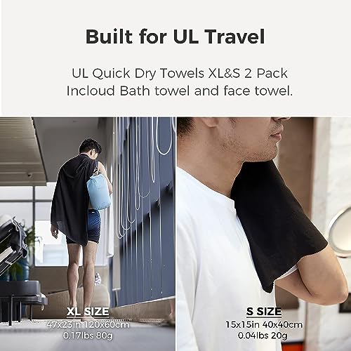 Ultralight Quick Dry Towels in XLarge & Small Sizes with Compact Packable Pocket Microfiber Towel for Backpacking Travel Beach Hiking Swimming Sports & Yoga (2 Count)