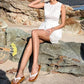 Flip Flops for Women Arch Support Summer Beach Sandals White Size 8