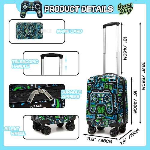 Kid’s Luggage Set 5 Piece Suitcase Set 16’’ Hardside Luggage with Spinner Wheels Girls Boys Carry on Luggage Travel Rolling Luggage Airline Approved (5 Count)