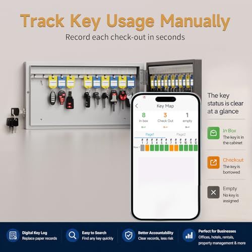 24 Key Lock Box Smart Key Organier Cabinet with Keypad & App for Office
