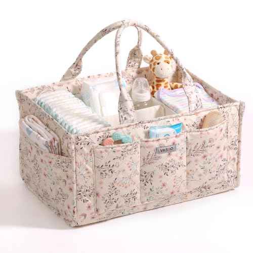 Large Floral Diaper Caddy Organizer Nursery Storage Basket