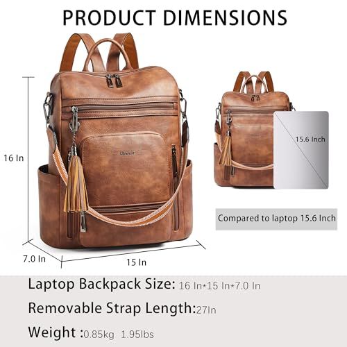 Vegan Leather Laptop Backpack for Women 15.6 inch Work Backpack Fashion Travel Backpack Purse for Travel College Work