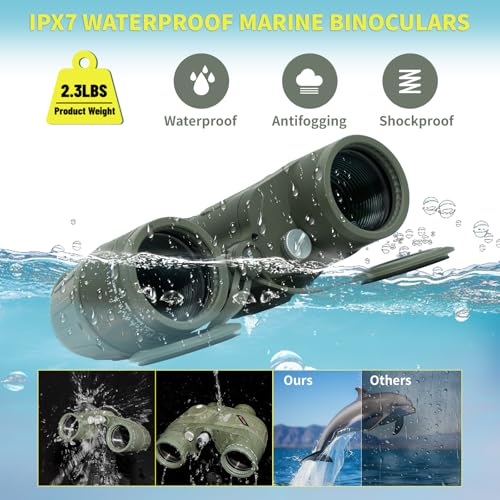 Marine Binoculars 10x50 with Compass and Rangefinder for Boating
