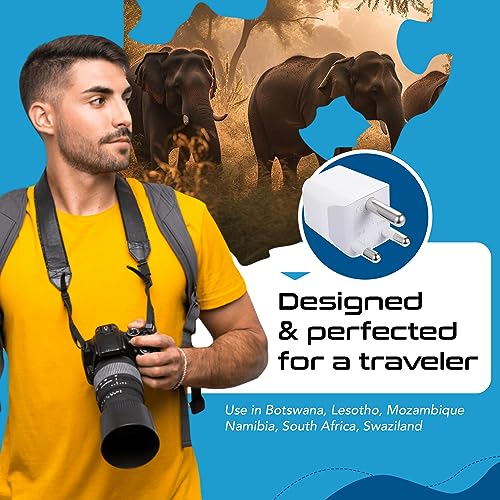 South Africa Botswana Travel Adapter Plug With Dual USB + USA Input
