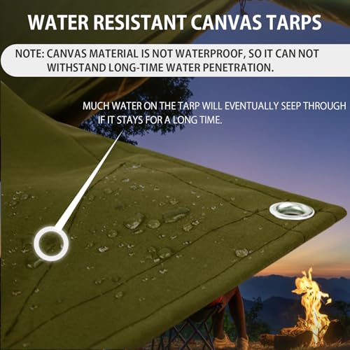 Canvas Tarp 6x8ft Heavy Duty Waterresistant Tarps with Grommets