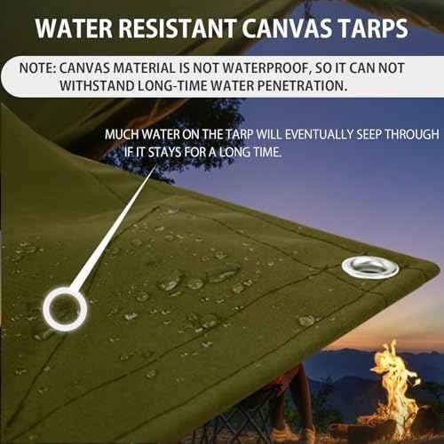 Canvas Tarp 10x24ft Heavy Duty Waterresistant Tarps with Grommets