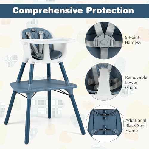 High Chair 5 in 1 Convertible Highchair for Babies & Toddlers