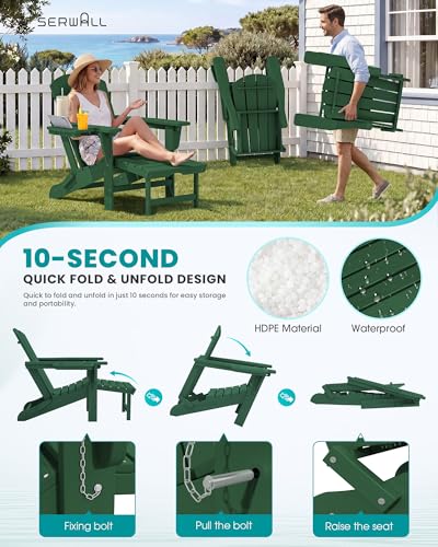 Folding Adjustable Adirondack Chairs with Footrest Set of 4