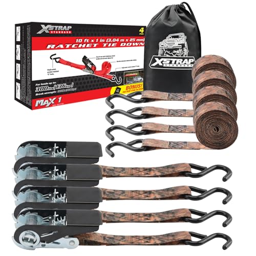 4 Pack Ratchet Tie Down Straps (4 Count)