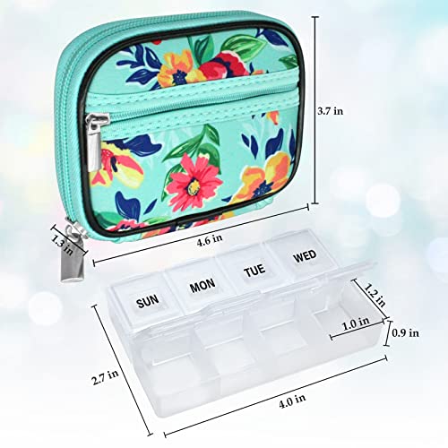 Weekly Travel Pill Organizer Pill Case for Purse with Removable 7 Day Pill Box (2 Count)