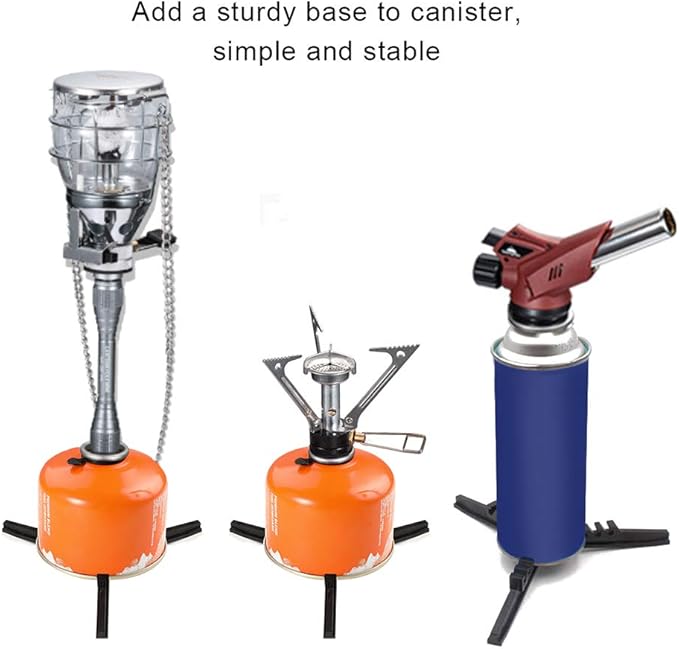Folding Universal Fuel Can Canister Stand, Caudblor Tripod Stabilizer for Camping Stoves, Upgrade Compact Butane Gas Tank Bracket, Plastic Cylinder Cartridge Holder, Footrest for Outdoor Hiking Stove