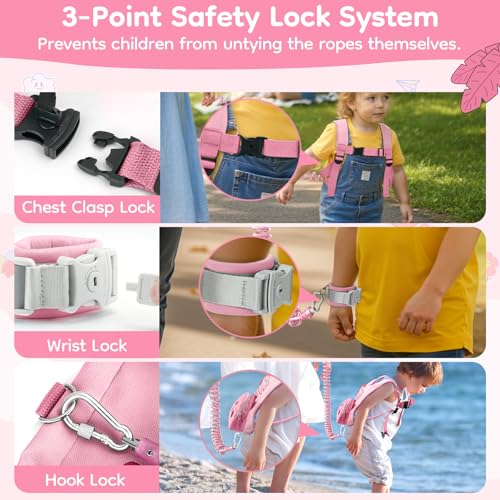 3 in 1 Toddler Harness Leash with Key Lock for Boys Girls