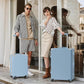 Luggage PC+ABS Aluminum Frame Zipperless Checked Luggage Hard Shell Suitcase TSA Lock Double Spinner Wheels 28 Inch Haze Blue