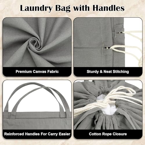Canvas Laundry Bag with Handles & Square Base