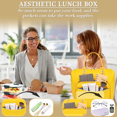 Yellow Lunch Box for Women Insulated Lunch Bag for Young Ladies Lunch Tote Bag