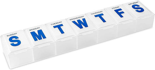Weekly Pill Organizer - 7-Day Pill Planner Extra Large Pill Planner and Daily Pill Organizer and Medicine Reminder, Monday to Sunday Compartments - BPA Free - Travel Pill Box Case (Pack of 3)
