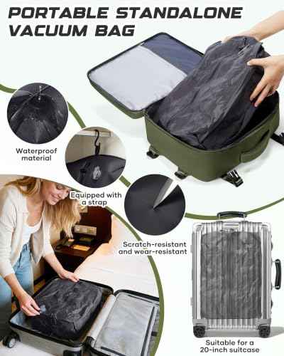 Travel Backpack for Women Men with Compression Vacuum Storage Bag & Electric Pump