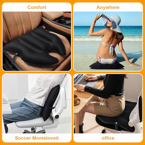 2-in-1 Inflatable Seat Cushion & Lumbar Support,Black