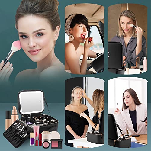 Travel Makeup Bag Cosmetic Bag Makeup Organizer Bag with Lighted Mirror